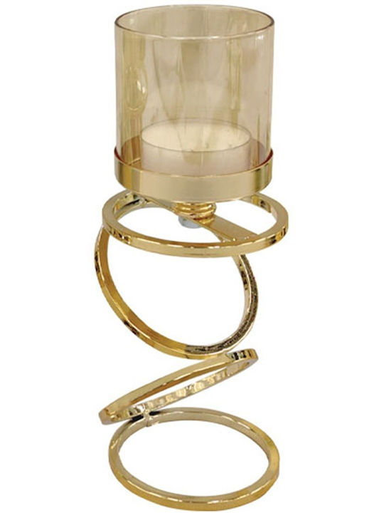Marhome Kerzenhalter Glas in Gold Farbe 10x10x29cm 1Stück