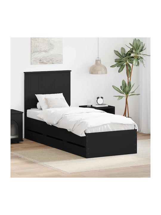vidaXL Einzelbett Aus Holz Schwarz mit Lattenro...