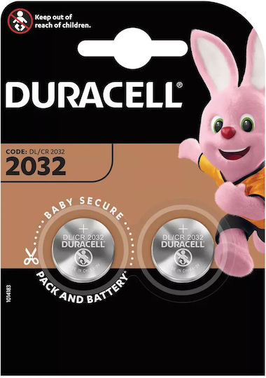 Battery Set 2x Cr2032 Duracell Lithium 3v 225mah 20x3.2mm
