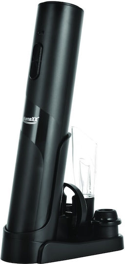 Lifenaxx Lx-064 Electric Wine Corkscrew 2 In 1 25W 300mAh Rechargeable Base Storage Foil Cutter Accessory Aerator 2 X Vacuum Pump Stoppers One-Touch Ideal Opening Pouring Aerating Preserving Wine Black