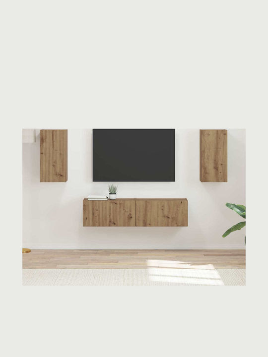 Living Room TV Unit with Lighting Artisan Oak L...