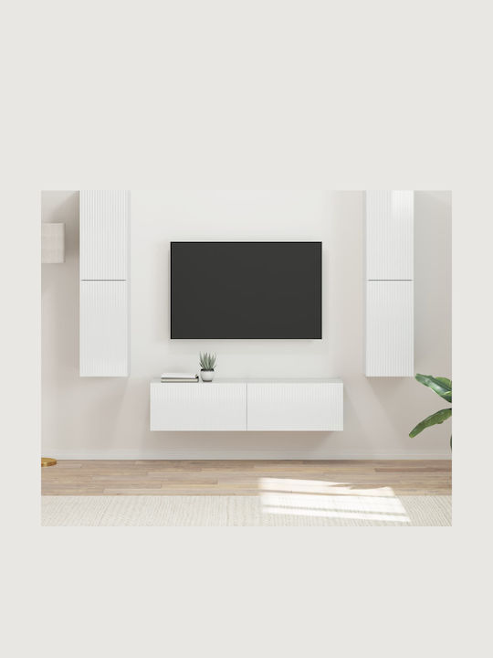 Living Room TV Unit White with Lighting Length ...