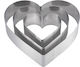 Set 3 Pufo Heart Cake Metal Molds In Heart Shape Cake Layers Pastries Steel Silver Romantic Durable