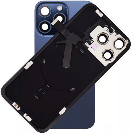 Capac Baterie Apple iPhone 15 Pro Max Albastru Complet Bracket Lentilă Cameră Magneți Etanșare Lumină Flash Original Încărcare Wireless