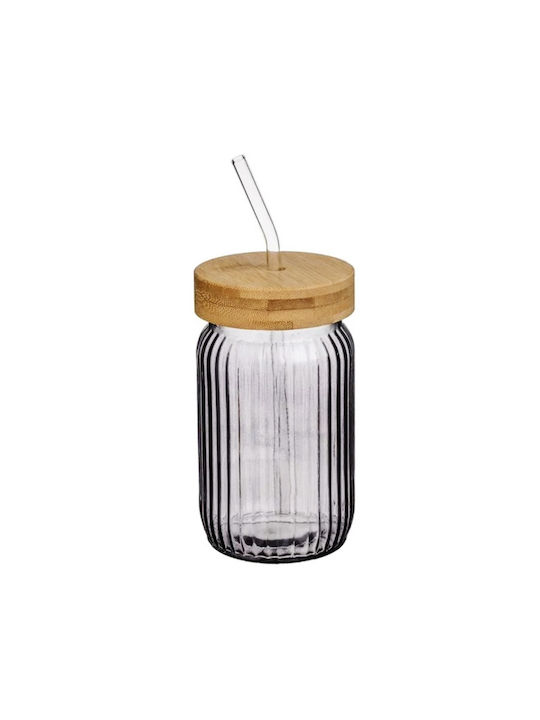 Glass Water made of Glass in Beige Color with straw 450ml