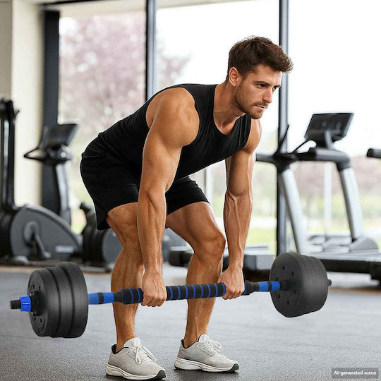 vidaXL Set de gantere cu bară, greutate totală 30kg