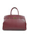 Leather Women's Bag Tote Handbag Burgundy