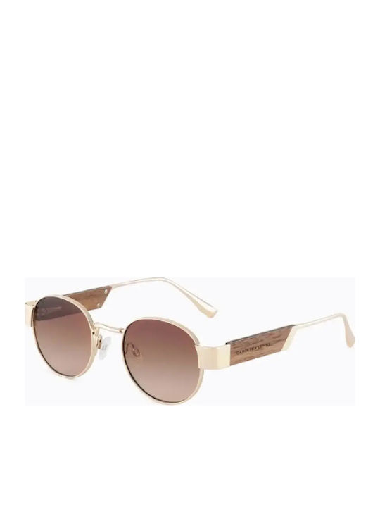 Carolina Lemke Unisex Sunglasses with Gold Metal Frame and Brown Gradient Lens CL3518-1