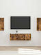 Living Room TV Unit with Showcase & Lighting Smoked Oak L60xW31xH29.5cm