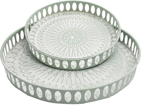 Fylliana Set of 2 Metal Trays Fylliana Fl1510 Mint-White Color 38x5cm