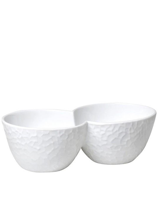 Espiel Porcelain Dessert Divided Serving Plate with 2 Slots White