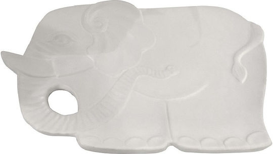 Espiel Elefant Platou Decorativ Rotundă Ceramică Alb 1buc 36x24x4buc