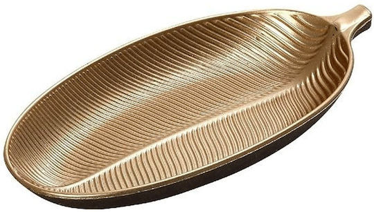 Espiel Oval Plastic Decorative Platter Feather Gold 15x8cm