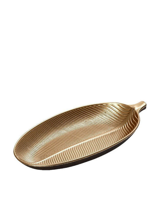Espiel Oval Plastic Decorative Platter Feather Gold 15x8cm Espiel Oval Plastic Decorative Platter Feather Gold 15x8cm