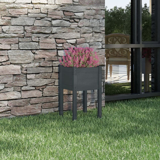 vidaXL Кутия за саксии Дърво Сив 40x40x70см.