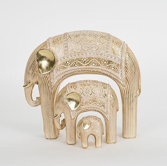 Table Decorative Elephant Set of 3 Pieces Gold 23.5x8x21.5cm M:12.5x6x12cm S:5x3.5x6cm 12923