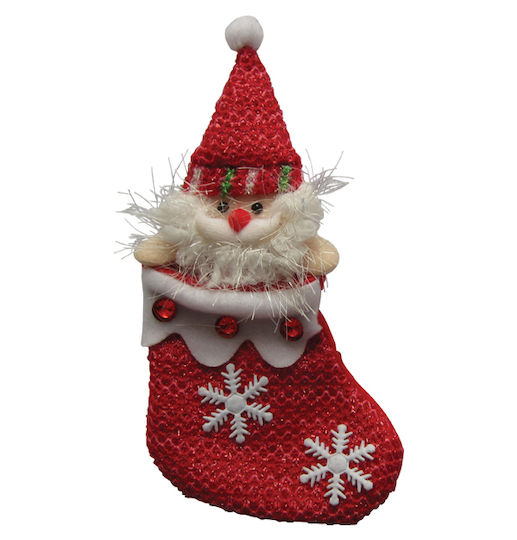 Christmas Decorative Red Socks with Santa Claus H25cm