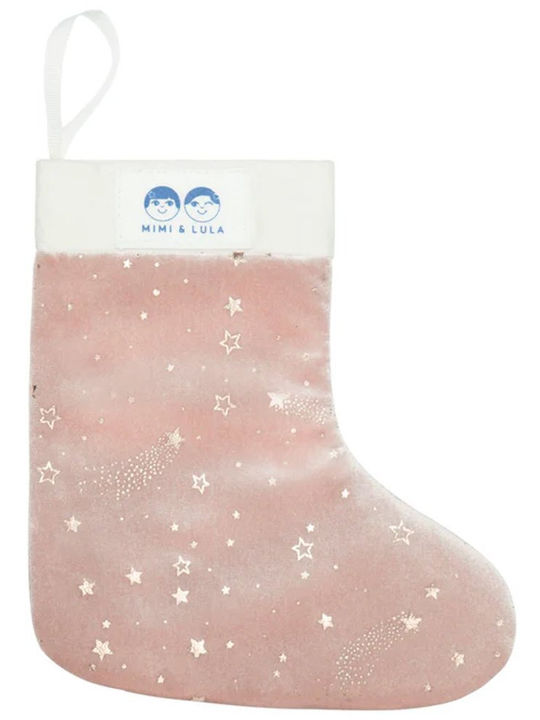 Christmas Decorative Fabric Pink Socks with Star L19xW17cm