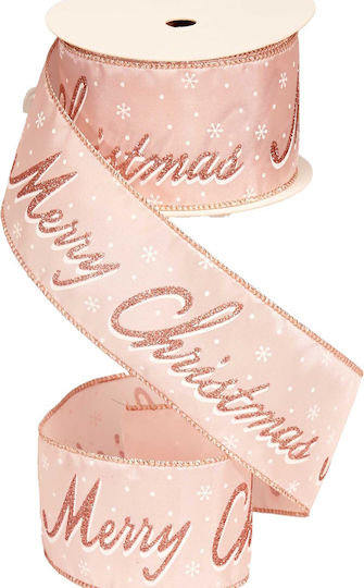 Weihnachtliche Farbband Stoff Merry Rosa 10x6cm 1Stück