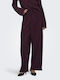 Damen Hoch tailliert Stoff Hose in Lockere Passform Schwarz