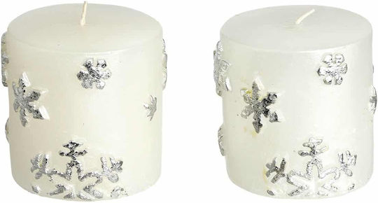 JK Home Decoration Χριστουγεννιάτικο Κερί Μπεζ 2τμχ