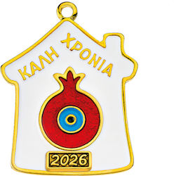 Metal Decorative House "Happy New Year" 4x5cm M...