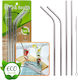 Straw Metallic Silver with Brush 4pcs