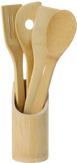 Koopman Σετ Bamboo Εργαλείων Μαγειρικής με Βάση 5τμχ Καφέ