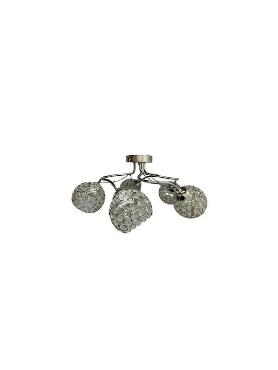 Ceiling Mount Light Silver with Socket E27 with Crystals