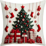 Viopros Christmas Decorative Pillow Red 45x45cm