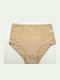 Cotton High Waist Women's Briefs with Beige Lace