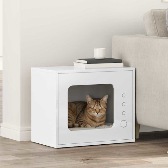 Vidaxl Cat House Glossy White 51 x 30 x 42 cm Engineered Wood
