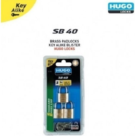 Hugo Locks SB 40 Μπρούτζινο Λουκέτο Πέταλο με Κλειδί 20mm 3τμχ