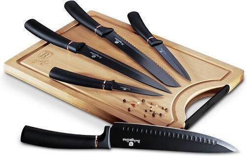 Berlinger Haus Rectangular Wooden Chopping Board Set for Bread Black 5pcs