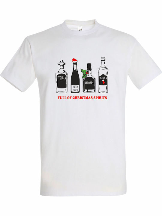 T-shirt Унисекс Бял Full Christmas Spirits Tequ...