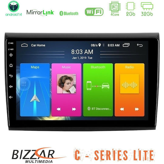 Bizzar Ηχοσύστημα Αυτοκινήτου για Fiat Bravo 2007-2015 (Bluetooth/USB/AUX/WiFi/GPS/Apple-Carplay/Android-Auto) με Οθόνη Αφής 9"