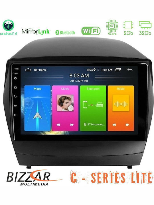 Bizzar Car Audio System for Hyundai iX35 2010-2013 with A/C (Bluetooth/USB/AUX/WiFi/GPS/Apple-Carplay/Android-Auto) with Touch Screen 9"