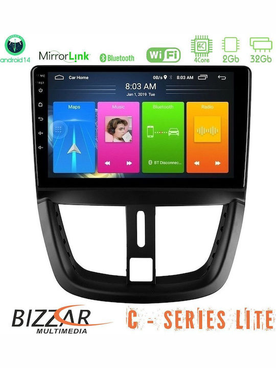 Bizzar Car Audio System for Peugeot 207 2006-2012 (Bluetooth/USB/AUX/WiFi/GPS/Apple-Carplay/Android-Auto) with Touch Screen 9"