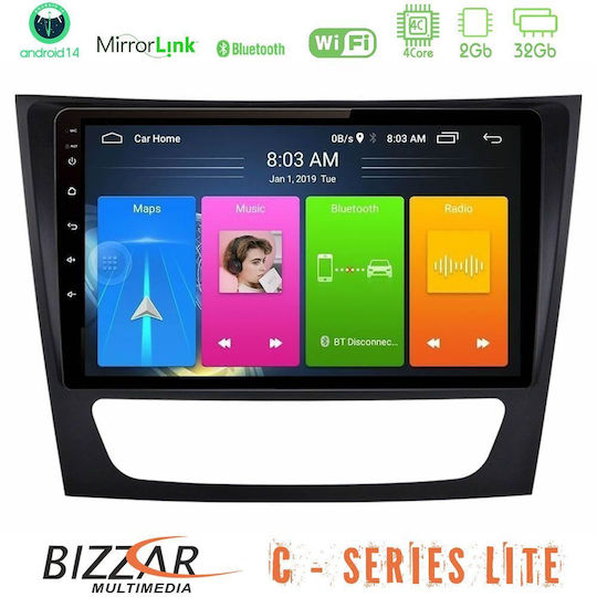 Bizzar Auto-Audiosystem für Mercedes-Benz E Klasse / CLS Klasse 2003-2010 (Bluetooth/USB/AUX/WiFi/GPS/Apple-Carplay/Android-Auto) mit Touchscreen 9"