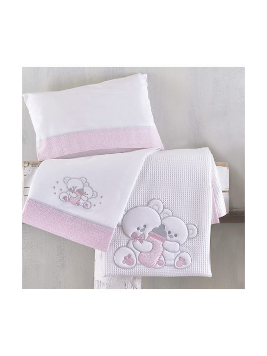 Rythmos Cuddles Baby Sheets Set Crib Cotton Pink 100x160cm 2pcs