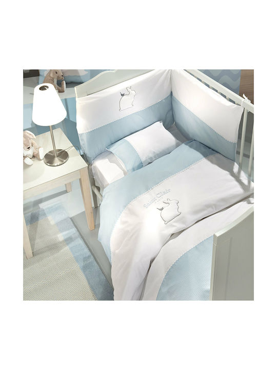 Saint Clair Lapin Baby Sheets Set Crib Cotton Blue 110x170cm