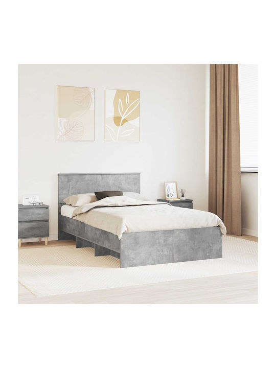 Double Wooden Bed Gray with Slats for Mattress ...