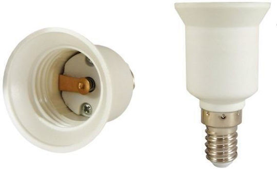 Elvhx Socket Adapter from E14 to E27 in White color Set 1pcs ELE14E27