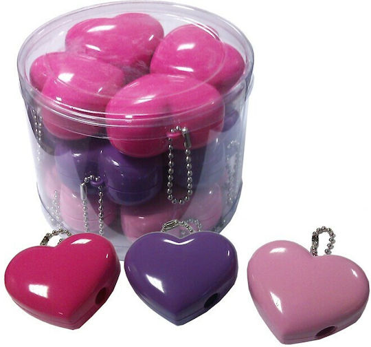 Eisen Fancy Heart Πλαστική Ξύστρα Βαρελάκι (Διάφορα Χρώματα) 12τμχ