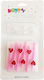 Satz 6 Kuchenkerzen Flippy Bleistift Modell Herzen 5.9 X 1.1 Cm Wachs Rosa
