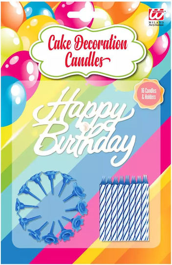 Widmann Birthday Candle Happy Birthday in Blue Color 08101