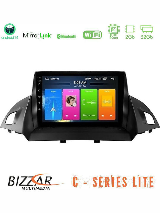 Bizzar Auto-Audiosystem für Ford C-Max / Kuga (Bluetooth/USB/WiFi/GPS/Apple-Carplay/Android-Auto) mit Touchscreen 9"