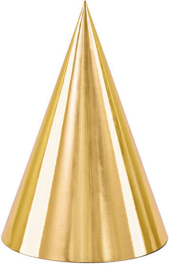 PartyDeco Party Hats Paper Gold Party Hats 6 Pieces. 6pcs