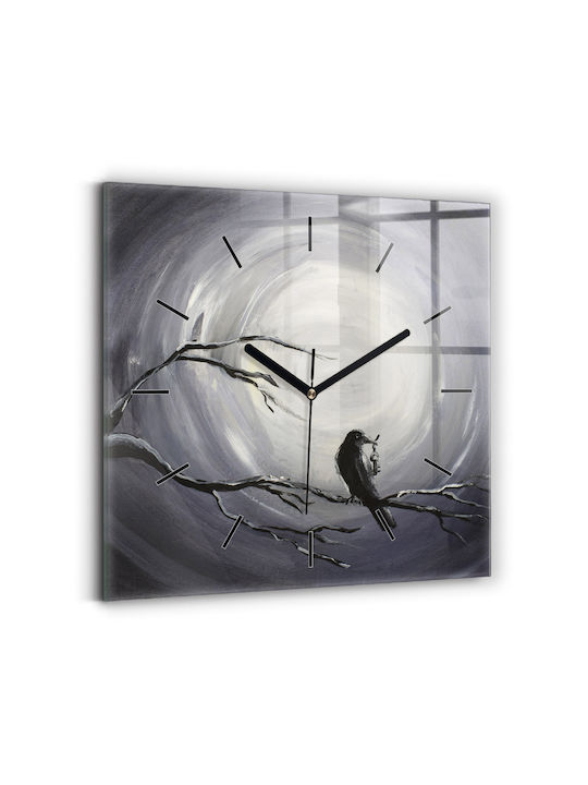 Tulup Silent Wall Clock Glass Black 30x30cm