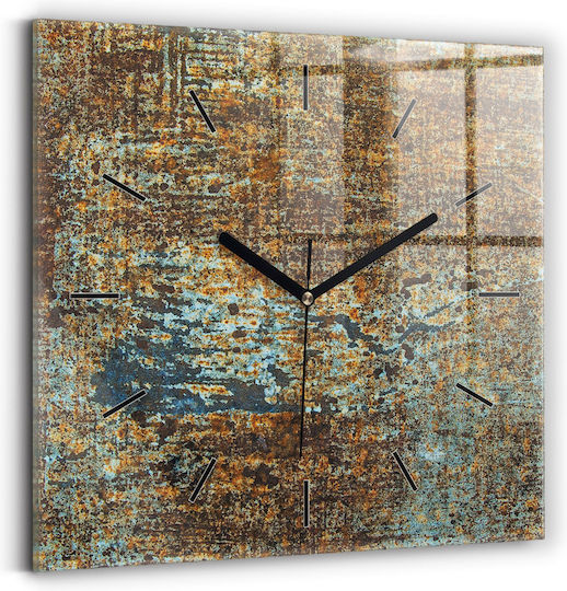 Tulup Αθόρυβο Ρολόι Τοίχου Γυάλινο Καφέ 30x30cm
